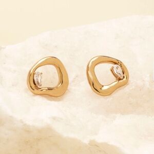 Mignonne Gavigan Ridge Gold Stud Earrings with Clear Accent